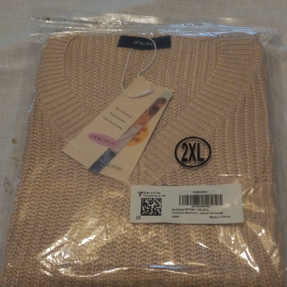DOKOTOO Beige Knit Sweater 2XL